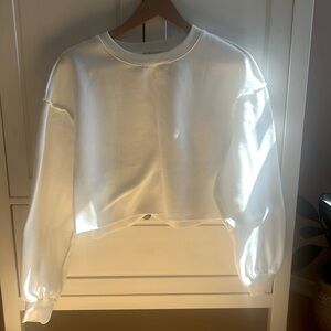 Cropped White Crewneck